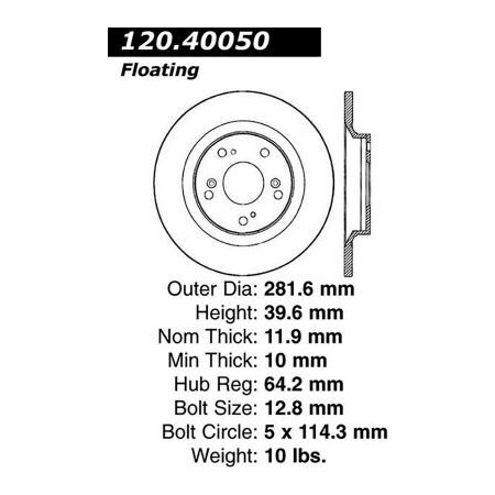 Centric StopTech Premium Cryostop Rotor; Rear, StopTech 120.40050CRY